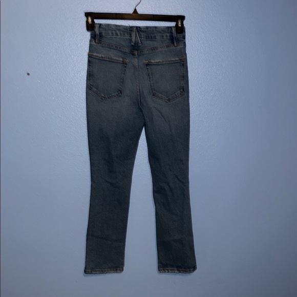 Good American Blue Straight Leg Jeans Distressed Style - size 0/25 - B6 - Picture 5 of 6